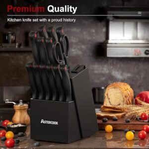 Astercook 15-Piece Knife Set with Block